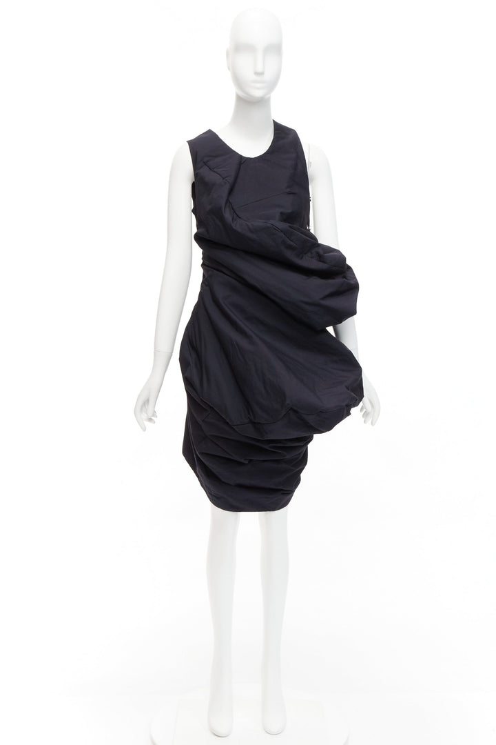 runway COMME DES GARCONS 1997 Lumps Bumps black circle cut asymmetric dress S