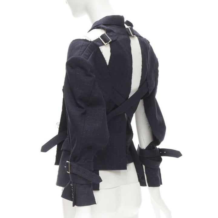 rare COMME DES GARCONS 2008 Bad Taste Runway navy deconstructed jacket  S