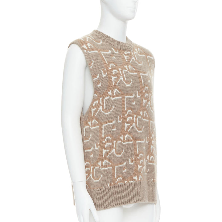 DIOR Travis Scott Cactus Jack 2022 beige 100% cashmere oblique vest sweater M