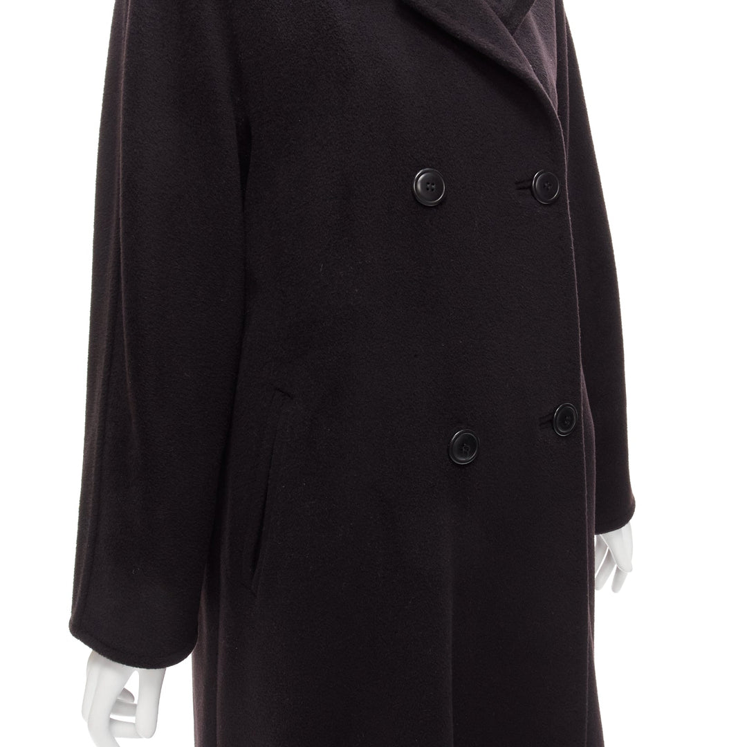 MAX MARA black virgin wool cashmere double breasted coat IT36 XXS