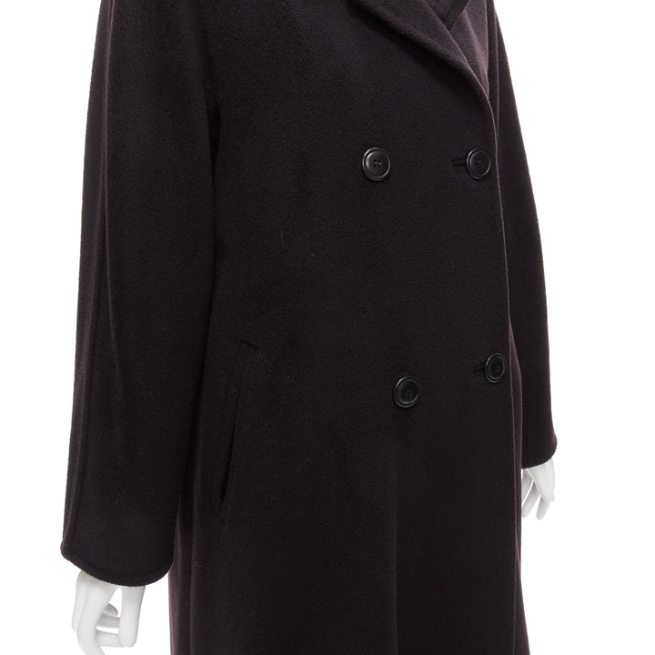 MAX MARA black virgin wool cashmere double breasted coat IT36 XXS