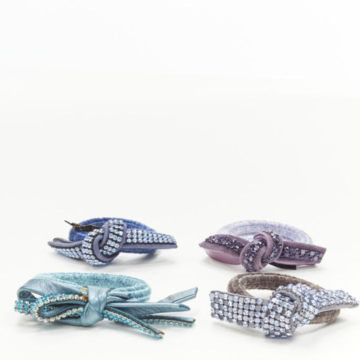 ALEXANDRE DE PARIS Alexander Zouari LOT OF 4 crystal bow hair tie purple blue