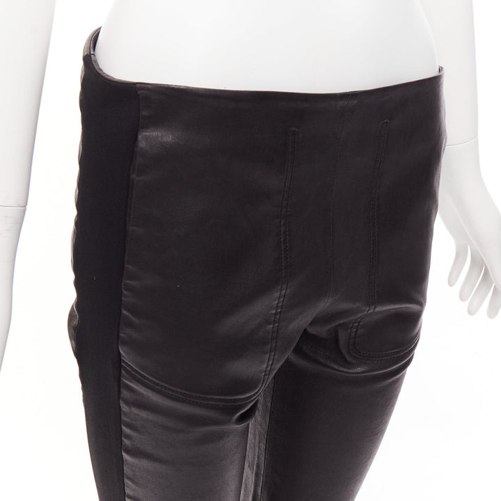 BALENCIAGA LEATHER 2011 black lambskin blend moto cuffed pants FR40 L