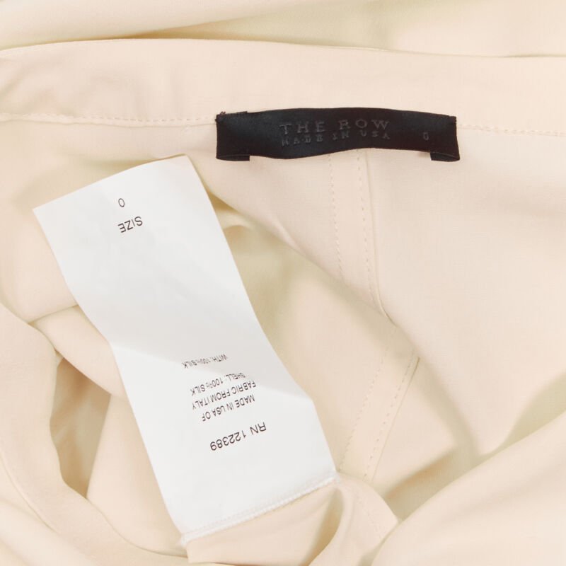 THE ROW ivory cream triple pocket asymmetric collar boxy silk dress US0 XS