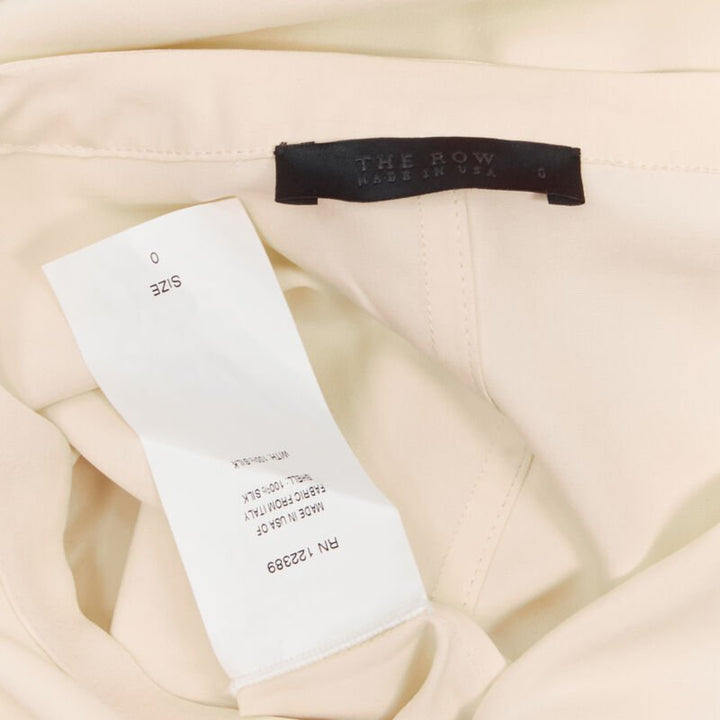 THE ROW ivory cream triple pocket asymmetric collar boxy silk dress US0 XS
