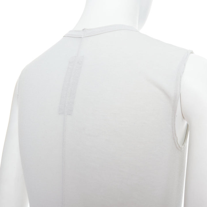 RICK OWENS 2021 Phlegethon Oyster light grey raw edge cut long tank S