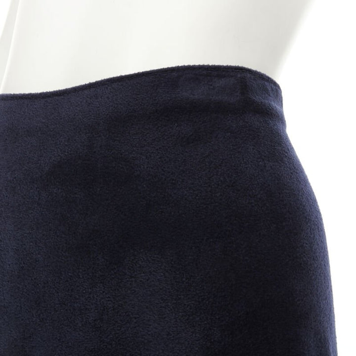 ALAIA black velour geometric cut out flared hem skirt FR38 M