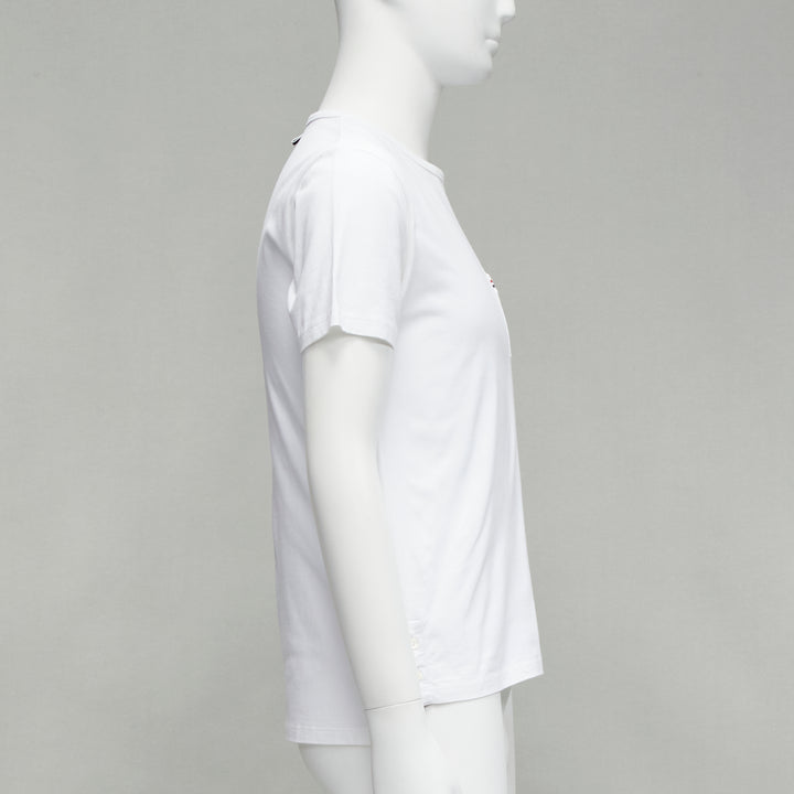 THOM BROWNE iconic stripes patch pocket white cotton tshirt Sz. 1 S