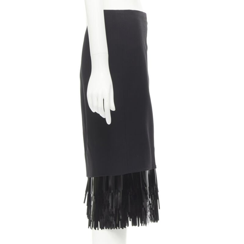 JASON WU black fringe sequins hem cocktail skirt US0 XS