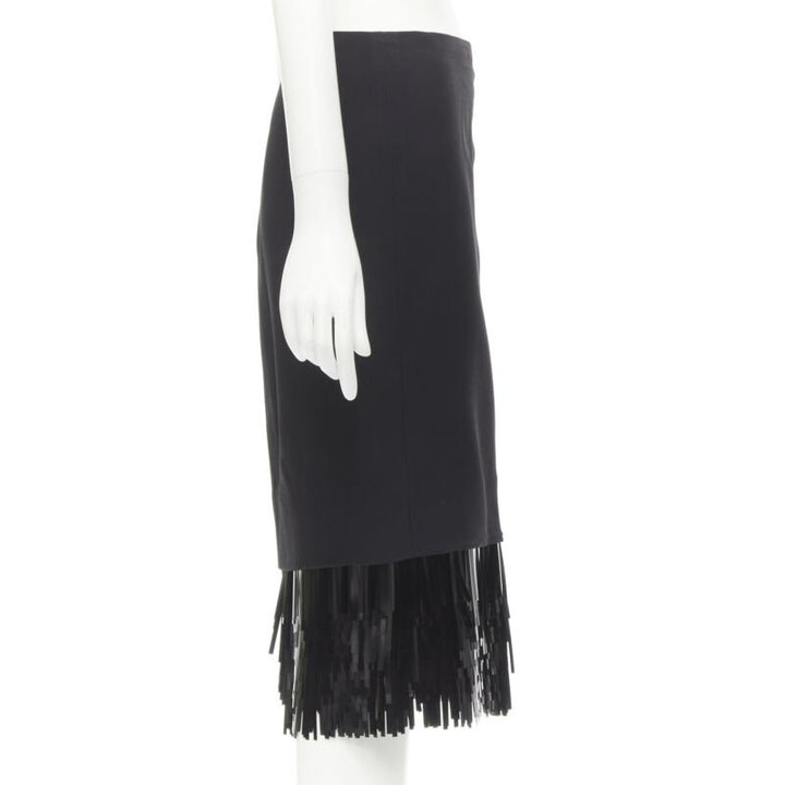JASON WU black fringe sequins hem cocktail skirt US0 XS