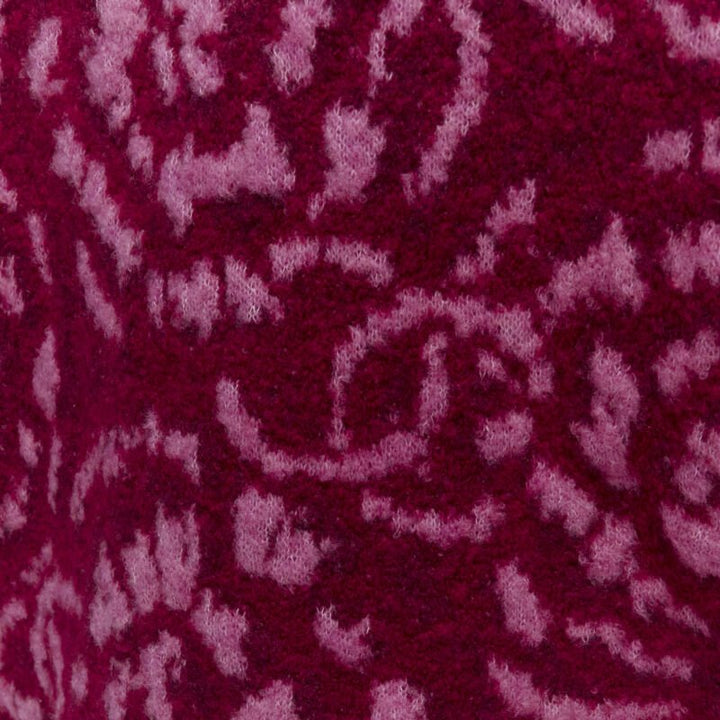 rare CHANEL red pink Camellia CC wool fluffy boucle trim cardigan jacket FR34 XS