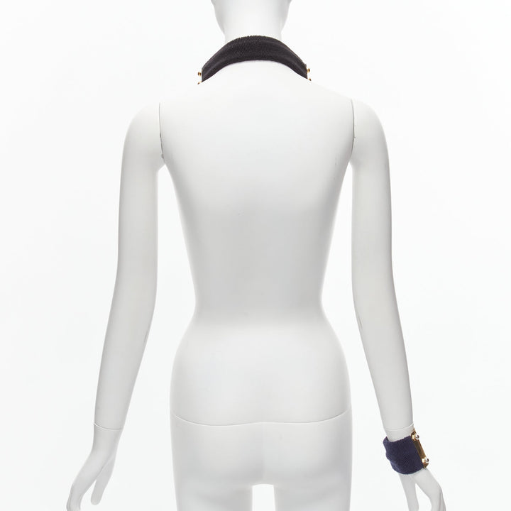 SACAI AMBUSH black gold navy metal studs terrycloth cuff XL choker set