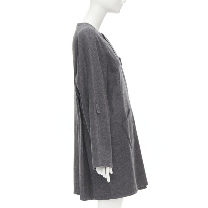 MIU MIU grey cashmere wool blend asymmetric button boxy coat IT38 XS
