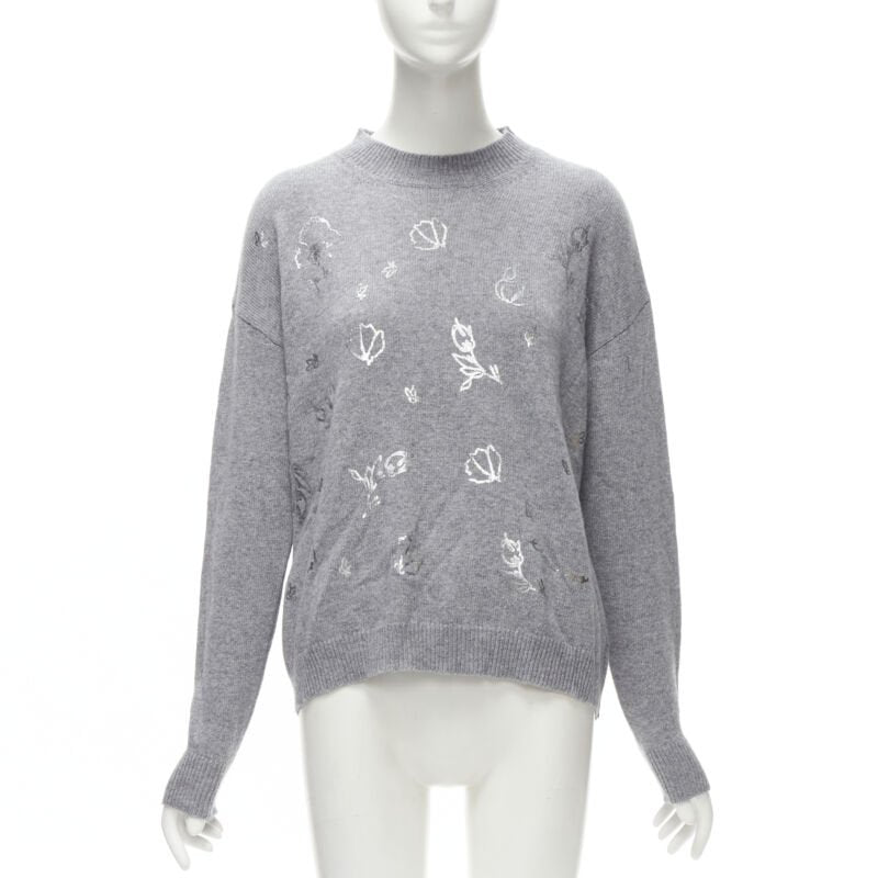ERMANNO SCERVINO grey pullover metallic floral print IT40 S