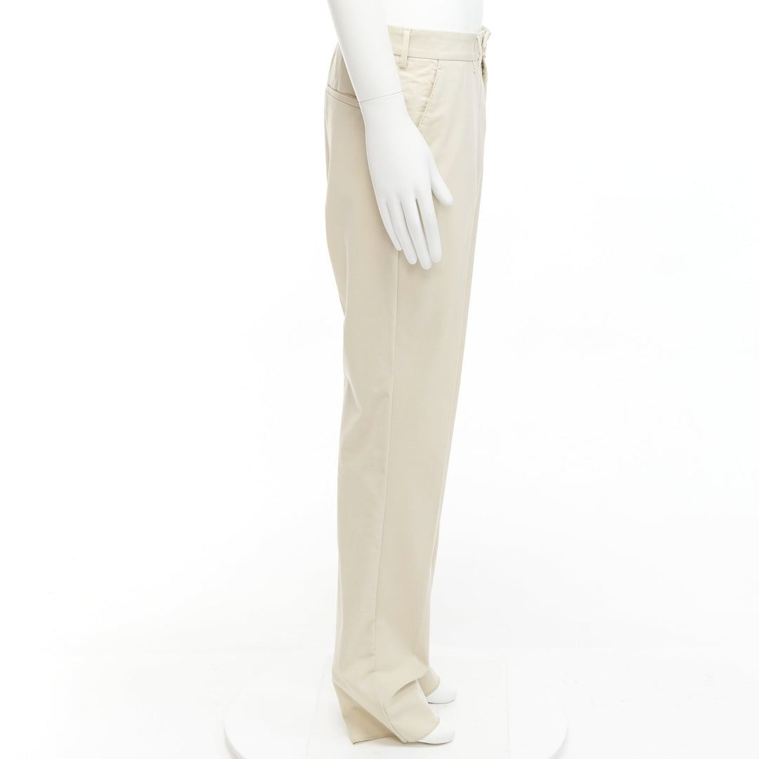 LA PERLA light beige virgin wool blend straight leg minimal classic pants M