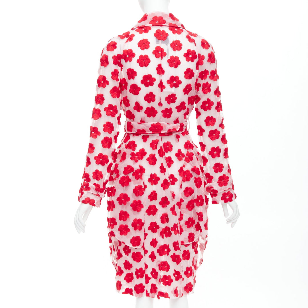 SIMONE ROCHA Runway red pink cotton floral embroidered coat UK6 XS