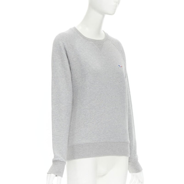 MAISON KITSUNE 100% cotton jersey fox embroidery logo pullover sweater XXS