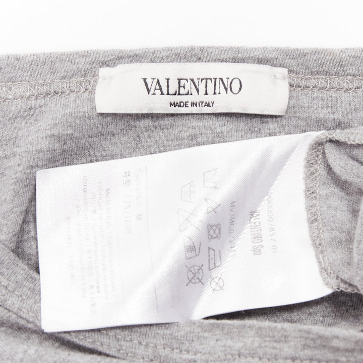 VALENTINO grey cotton multicolour Cuban Flower patch crew neck tshirt M