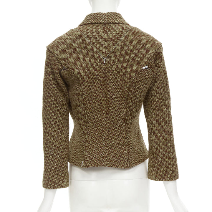 rare JUNYA WATANABE 1999 Runway brown tweed herringbone transformable jacket M