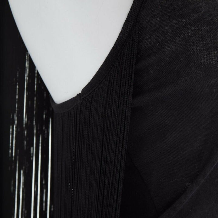 STELLA MCCARTNEY black fringe back cotton silk blend sleeveless top IT38 XS