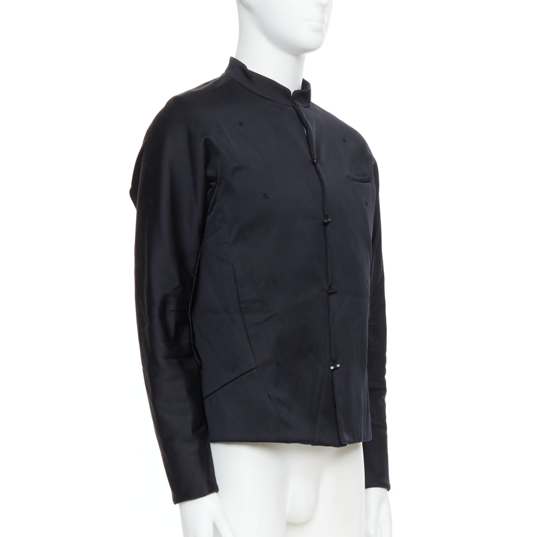 SHIATZY CHEN black cotton blend silky embroidered padded coat IT48 M