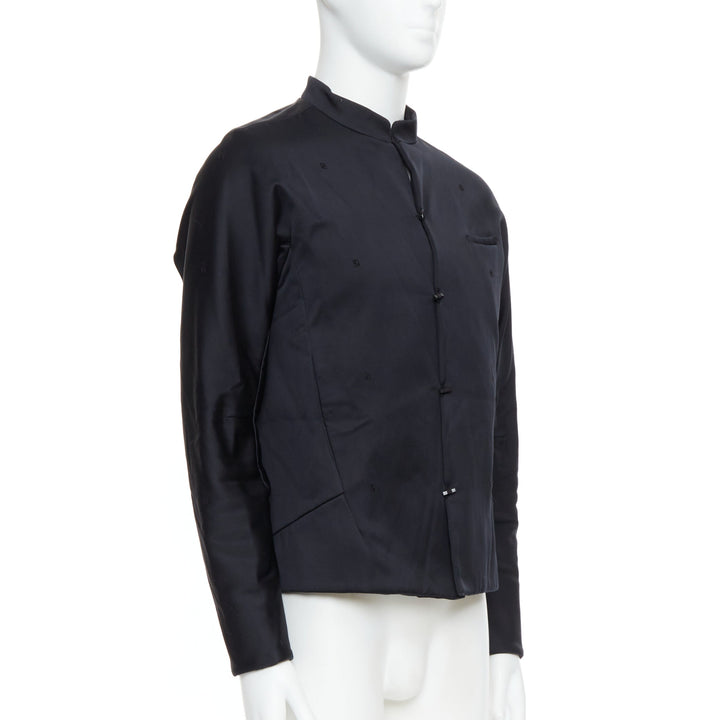 SHIATZY CHEN black cotton blend silky embroidered padded coat IT48 M