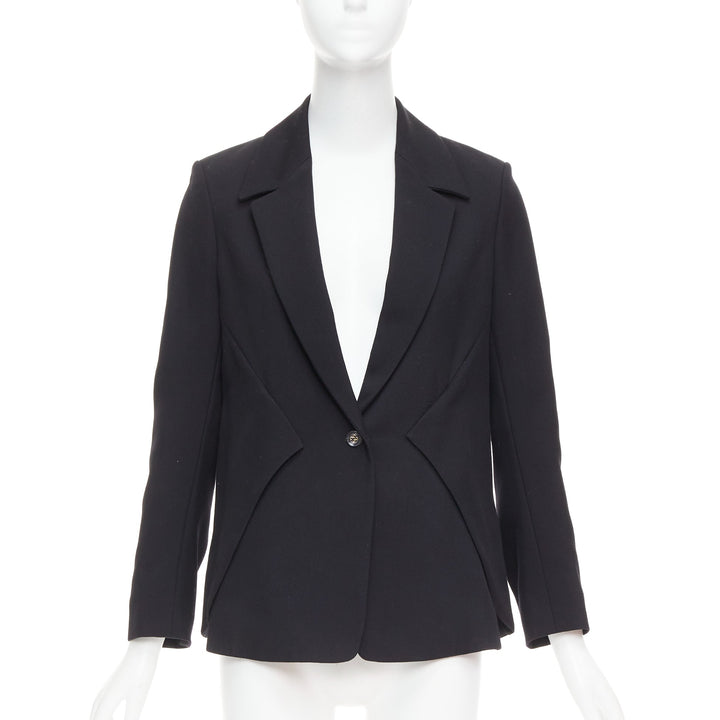 YVES SAINT LAURENT 2010 black wool blend deconstructed blazer FR36 S