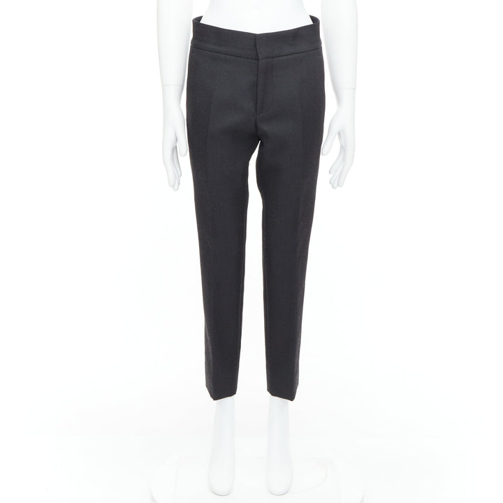 LANVIN dark grey cotton blend concealed fly tapered trousers FR44 XS