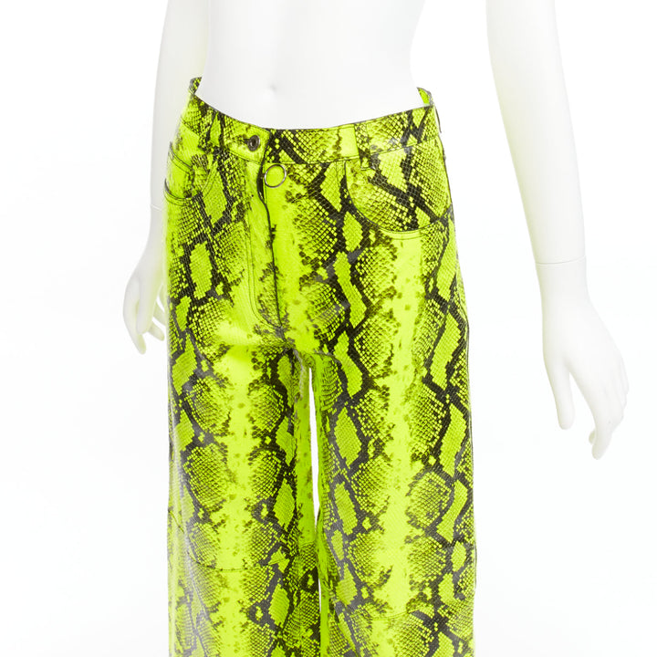 OFF WHITE Virgil Abloh 2019 Runway neon yellow leather wide leg pants IT40 S
