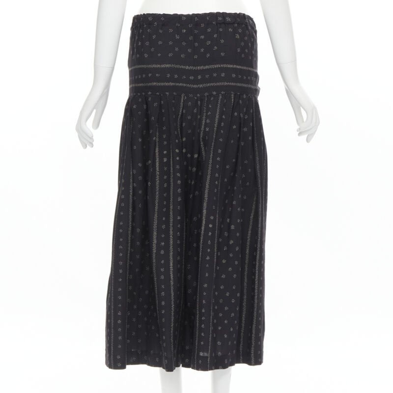 TRICOT COMME DES GARCONS black Ethnic Bohemian floral jacquard flared skirt S