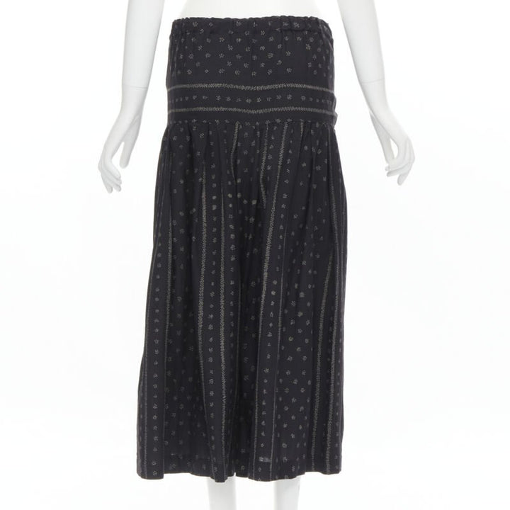 TRICOT COMME DES GARCONS black Ethnic Bohemian floral jacquard flared skirt S