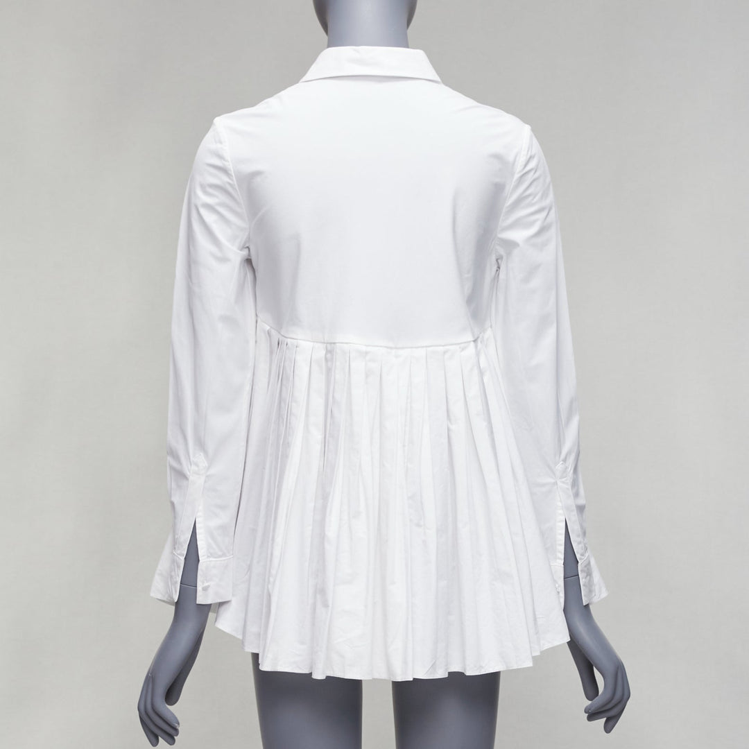 CO COLLECTIONS white cotton high waist pleated peplum dress shirt US0 XS