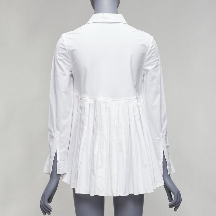 CO COLLECTIONS white cotton high waist pleated peplum dress shirt US0 XS
