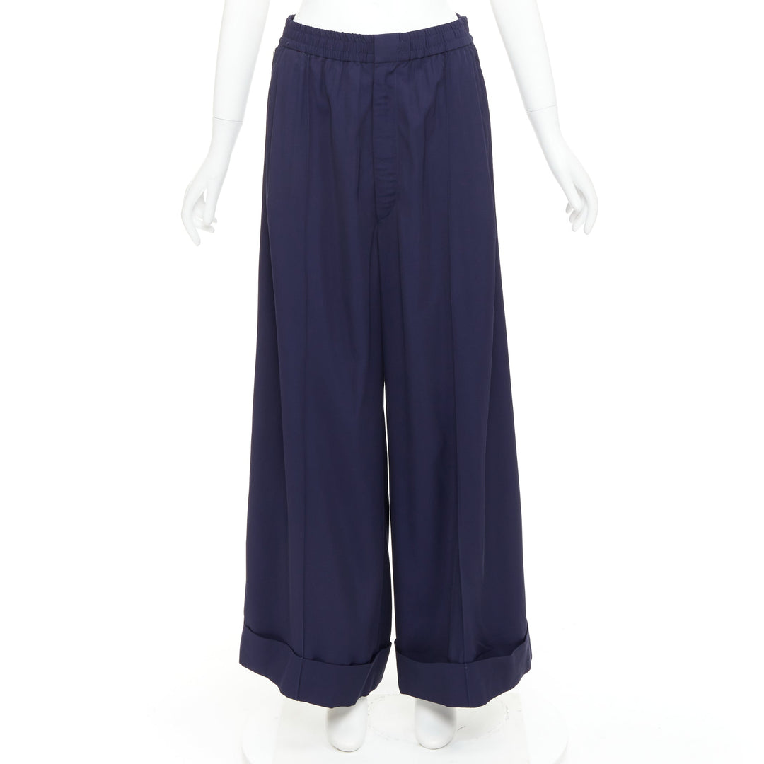 TOGA PULLA navy rayon western decorative buckles rolled hem wide pants IT38 XS