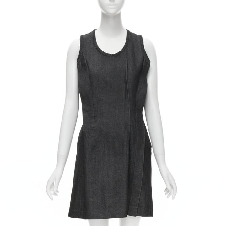 vintage COMME DES GARCONS 1991 dark indigo washed denim pinched seam dress S