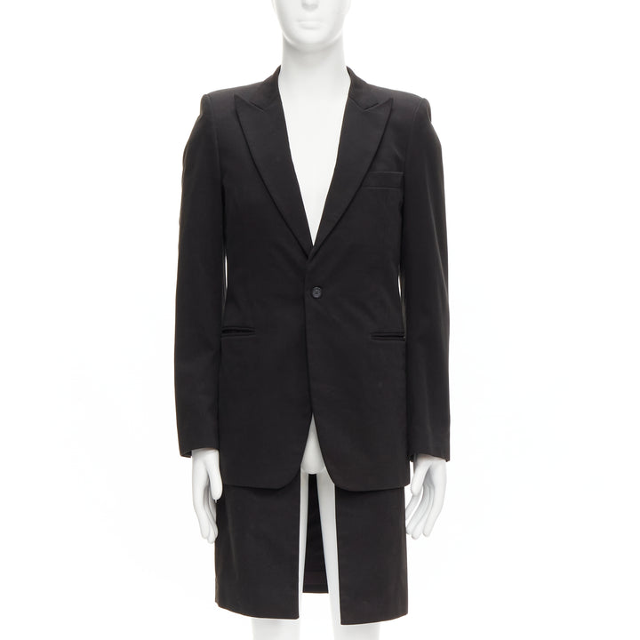 RAF SIMONS 2002 cotton black detachable layered longline coat jacket IT46 S