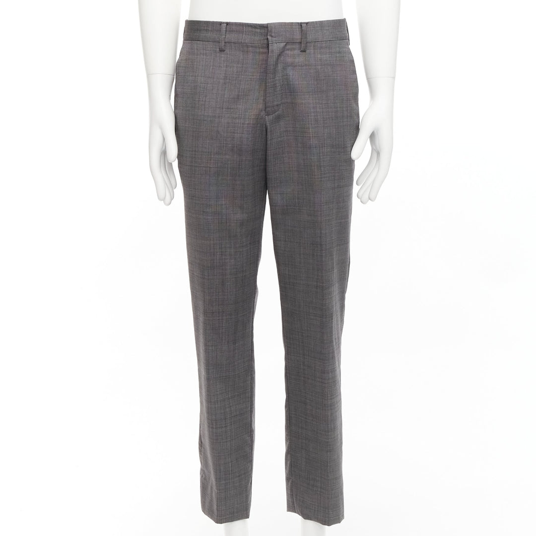 VERSACE 100% cotton grey checkered straight leg dress trousers IT48 M