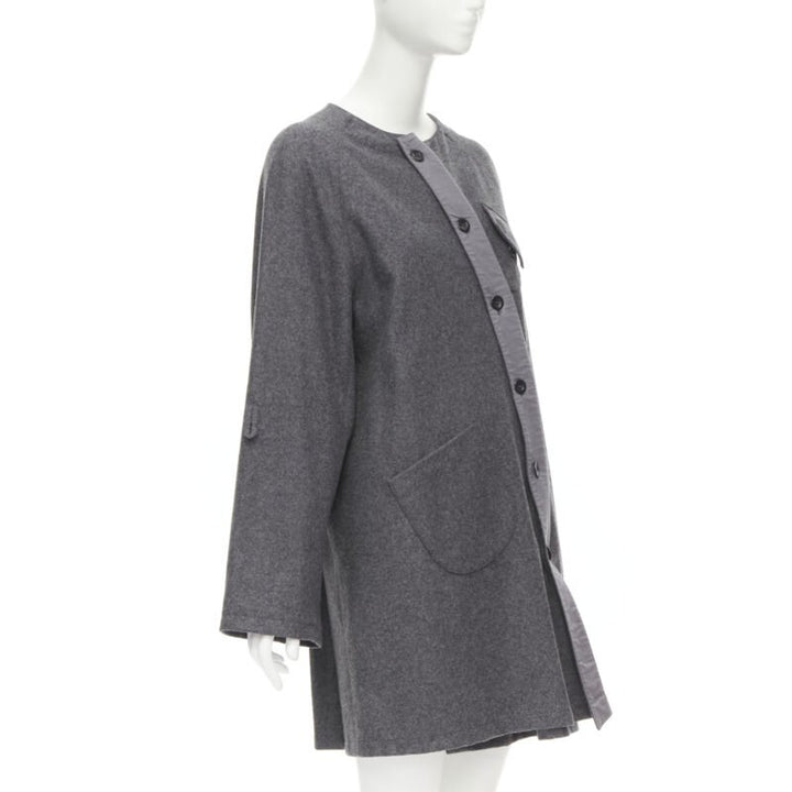 MIU MIU grey cashmere wool blend asymmetric button boxy coat IT38 XS