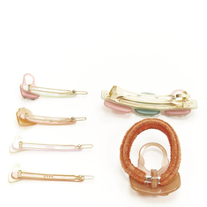 CHIC & MODE Alexandre Zouari pastel cystal bow purse acrylic hair clip tie X6