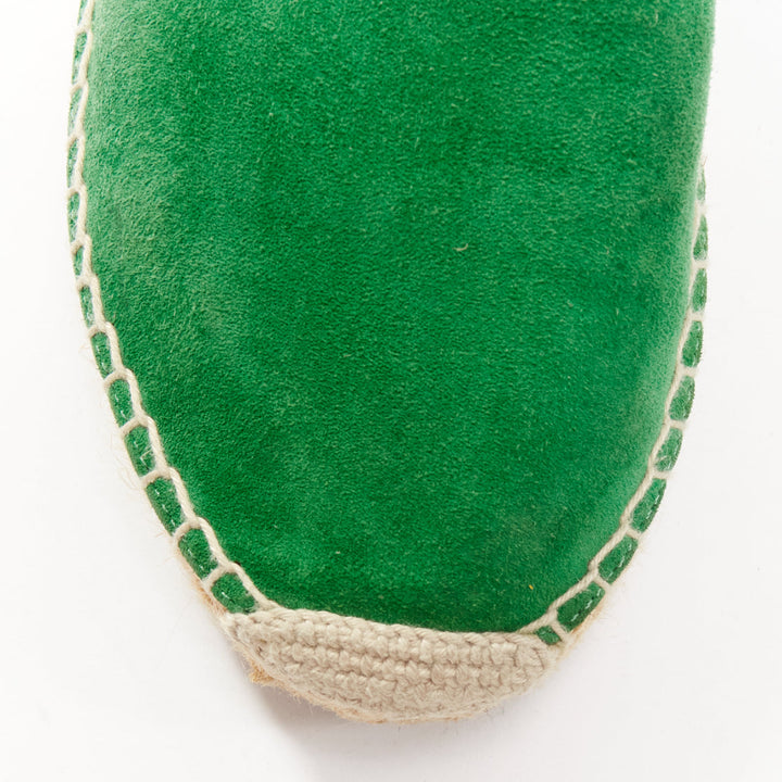OLD CELINE Phoebe Philo green suede black grosgrain jute espadrilles EU38