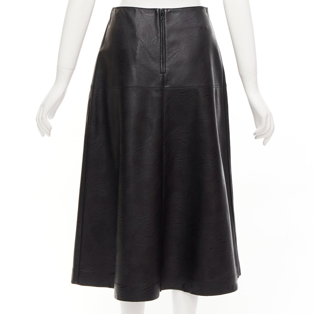 STELLA MCCARTNEY Skin Free black vegan leather A-line midi skirt IT40 S