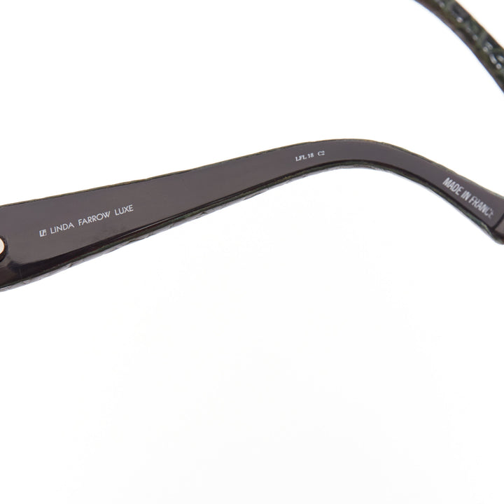 LINDA FARROW Luxe LFL18 green scaled leather arms black oversized sunglasses