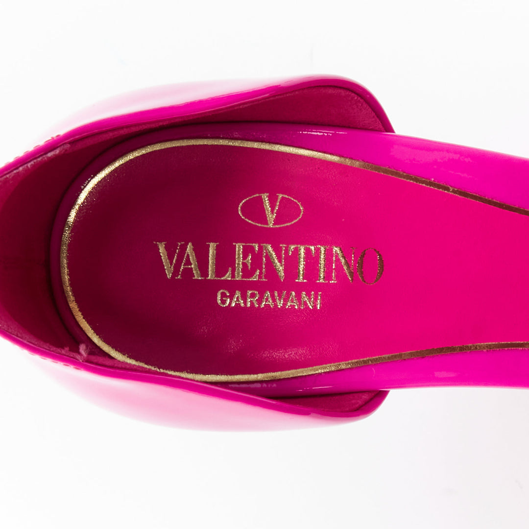 VALENTINO Runway Discobox 180 hot pink patent platform ankle strap heels EU39