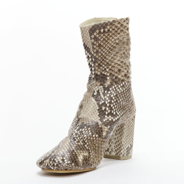 JUNYA WATANABE scaled animal print leather round toe boots M