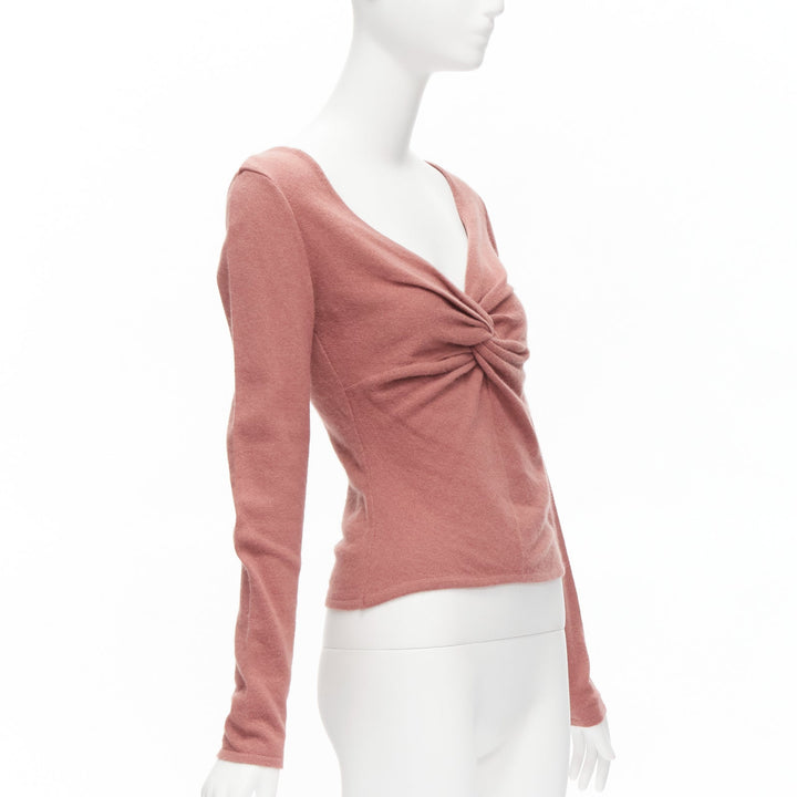 VALENTINO blush pink virgin wool blend twist front sweater top IT42 M
