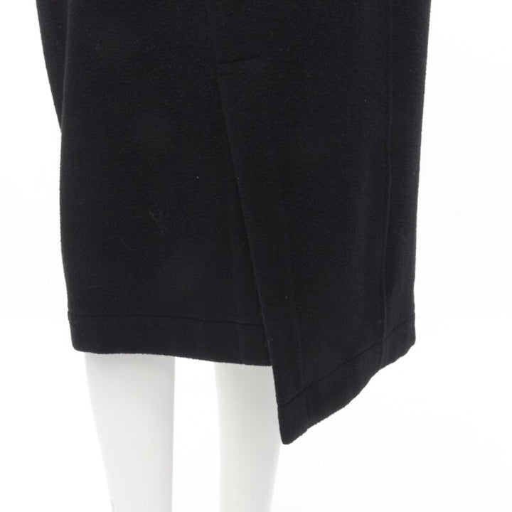 vintage COMME DES GARCONS 1980s black wool asymmetric panelled sheath dress M