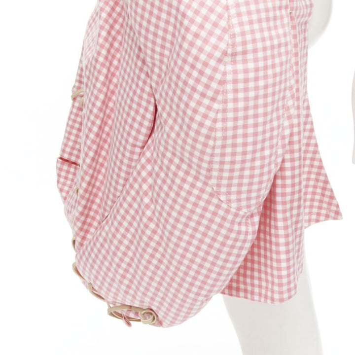 rare COMME DES GARCONS Vintage 2004 Runway pink checked  Punk balloon skirt
