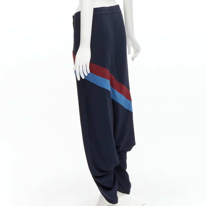 STELLA MCCARTNEY 100% silk patch stripes reggae drop crotch harem pants IT40 S