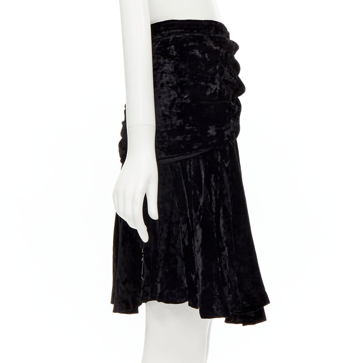 rare COMME DES GARCONS Vintage black crushed velvet teardrop crystals skirt M