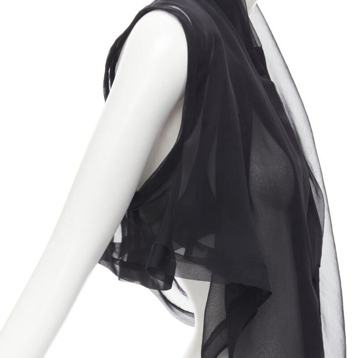 COMME DES GARCONS 1990 Vintage black sheer  deconstructed layered shirt S